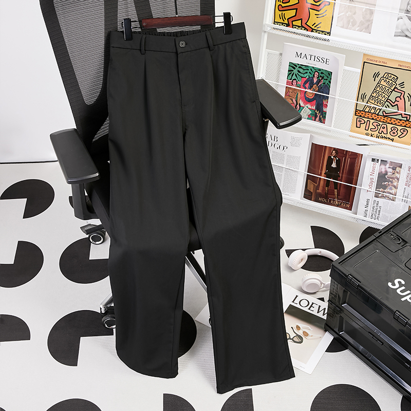 抗皱韩版西装阔腿裤男款垂坠感cleanfit宽松高级感休闲直筒小西裤