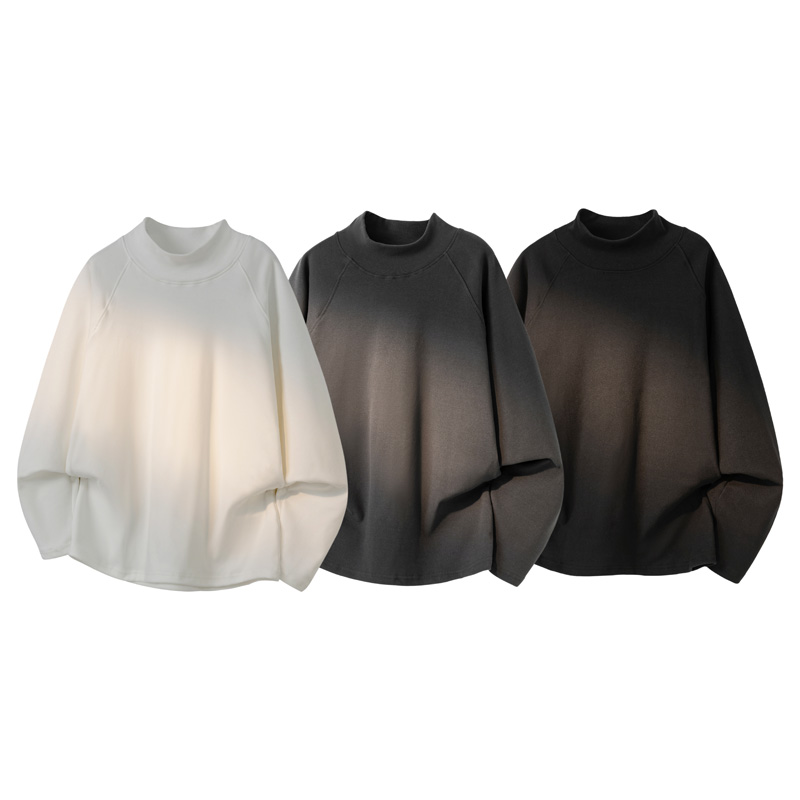 美式解构高领打底衫长袖T恤男生秋冬宽松百搭套头无帽卫衣体恤衫