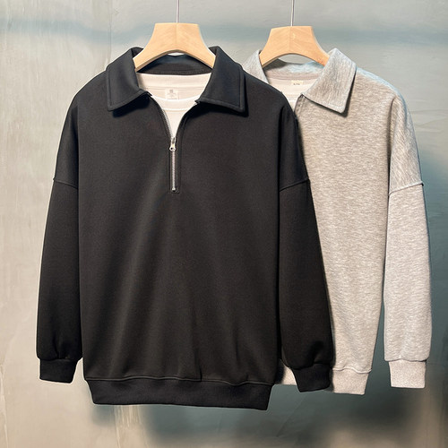 高级感开衫卫衣翻领半拉链