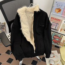 座山雕毛领毛衣棉服外套男款冬季加绒加厚cleanfit水貂毛保暖棉衣