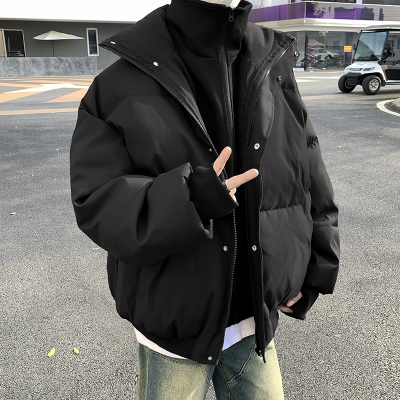 潮流时尚假两件棉服外套男士痞帅2024冬季新款加厚棉袄高级感棉衣