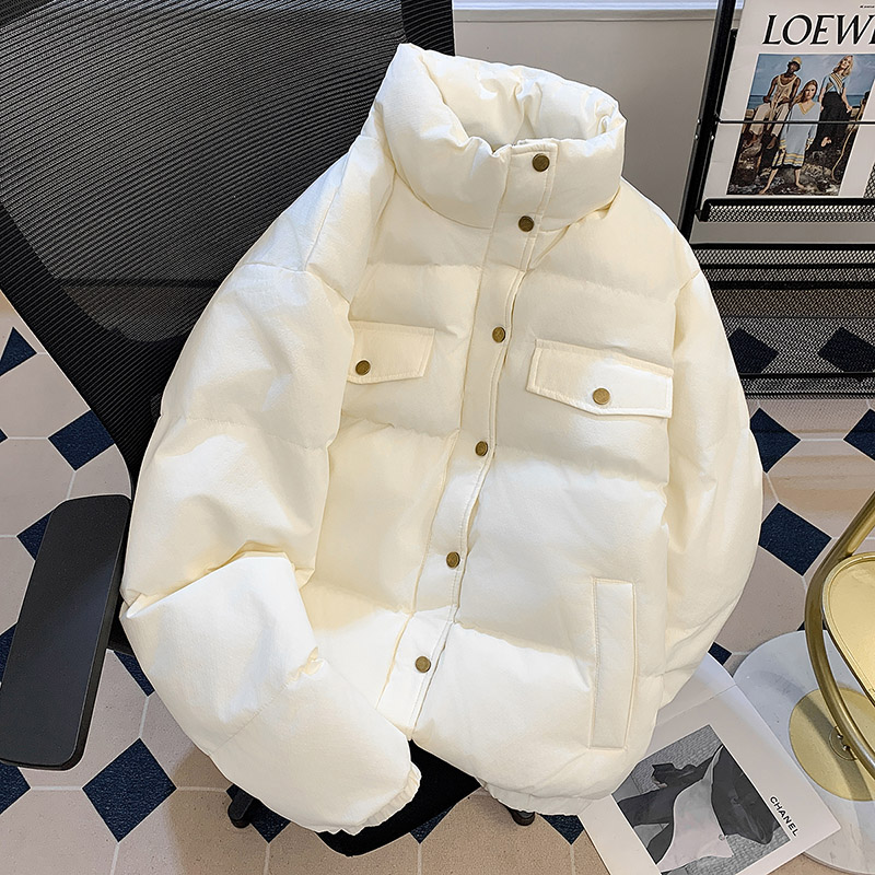 男女羽绒棉服冬季2025年新款加厚棉衣无帽立领面包服韩版潮流外套