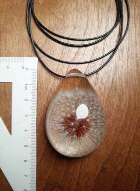 植物标本毛衣链项链 水滴形蒲公英球 麦秆菊玫瑰 人造琥珀 永生花