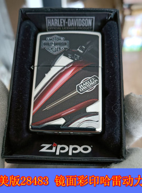 全新原装正品Zippo芝宝13年美版28483镜面彩印哈雷油箱动力打火机