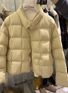韩版羽绒服女短款2025冬宽松立领保暖设计感外套90白鸭绒25FH9680
