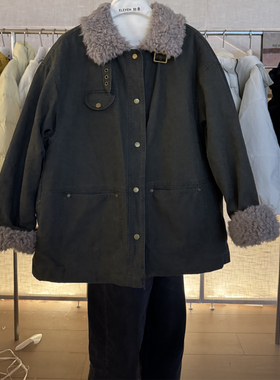 ELEVEN翻领派克服毛毛外套女2025冬新款宽松显瘦加厚中长保暖上衣