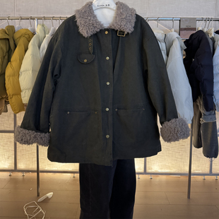 ELEVEN翻领派克服毛毛外套女2025冬新款 宽松显瘦加厚中长保暖上衣