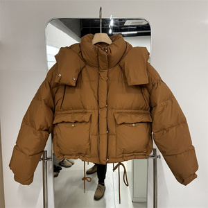 韩系90白鸭绒羽绒服女款2023冬新款连帽面包服小个子加厚上衣 801