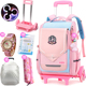 儿童拉杆书包女孩二三四五六年级减负六轮爬楼梯两用小学生背包女