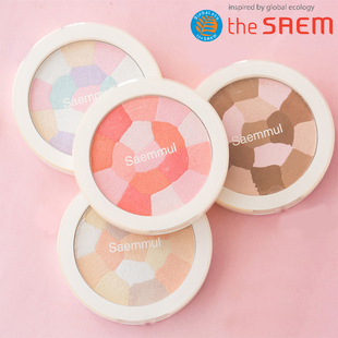 韩国The Saem得鲜五彩高光腮红修容粉饼轮廓阴影提亮粉控油自然