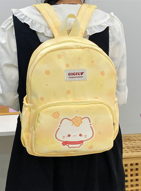 吉吉向上原创枫叶小猫双肩包秋季新款百搭初中生高中生大容量书包