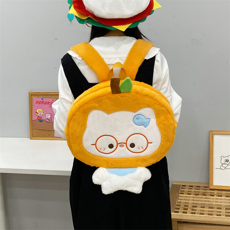 吉吉向上原创卡通橘子小猫双肩包眼镜款小猫可爱萌大脸包包,箱包皮具/热销女包/男包,双肩背包,淘宝优惠券,粉丝福利购,淘宝优惠卷