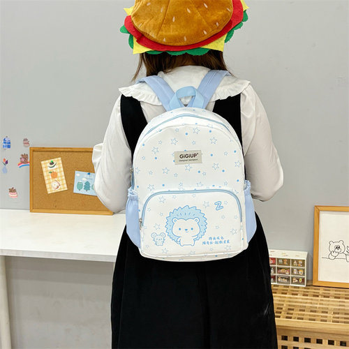 吉吉向上原创正品蓝色卡通小刺猬星星书包小众大容量学生双肩包