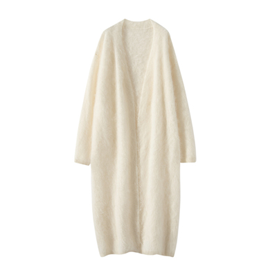 2025春秋新款羊绒衫女100纯山羊绒宽松休闲针织长款开衫拉绒外套