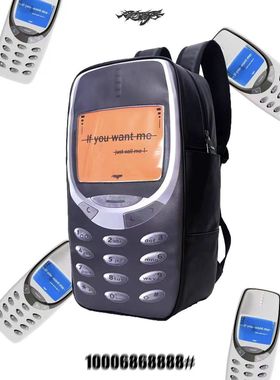 23ss 网恋高手恶搞诺基亚小众双肩包 “想我就打给我”标语pu皮书