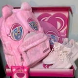 Розовый мультяшный школьный рюкзак для влюбленных, с медвежатами, надевается на плечо