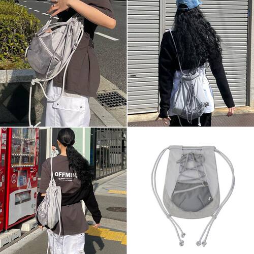 运动健身抽绳双肩背包