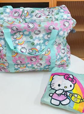 日系新款kitty卡通可爱轻便折叠尼龙旅行收纳包大容量出差行李袋