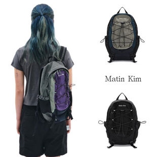 23夏 Kim韩国设计师品牌学院拼色绑带字母刺绣双肩包揹包女 Matin