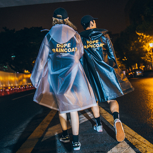 日本代购原创潮牌欧美街头户外步行防水连体男女雨衣旅游长款雨披
