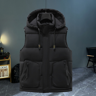 外套 马甲羽绒棉潮流连帽坎肩加厚保暖背心休闲马夹无袖 男士 秋冬季