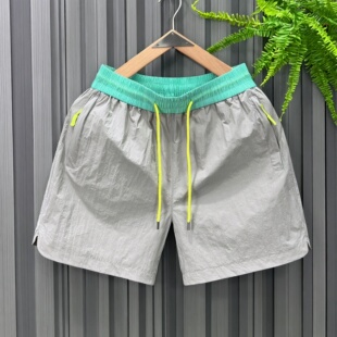 速干拉链口袋三分沙滩潮 健身外穿开衩跑步薄款 运动休闲短裤 男夏季