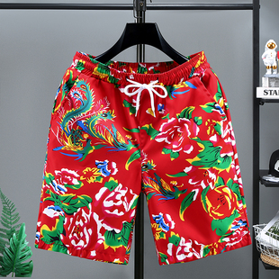 2026新款 速干阔腿大裤 夏季 宽松休闲网红短裤 衩 东北大花布薄款 男装