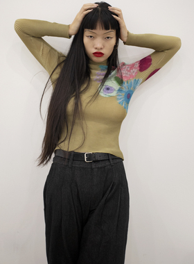 TLonely1 marginal man 褶皱内搭长袖修身体恤打底高领上衣 三宅