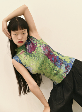 TLonely1 marginal man 褶皱上衣短袖印花t恤打底修身背心上衣