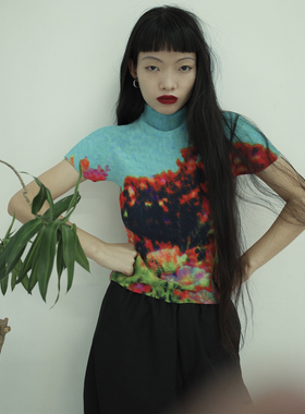 tlonely1 marginalman 褶皱修 身图案 t 恤上衣