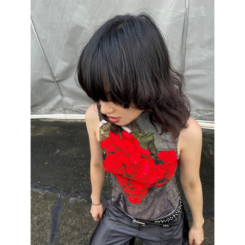 T Lonely1 立体图案印花压皱夏季套头上衣体恤