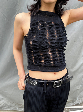 TLonely 1 设计款手工镂空背心女内搭立体夏季无袖背心前后两穿
