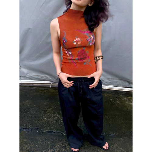 T Lonely1压皱背心夏季图案背心上衣 /推荐款