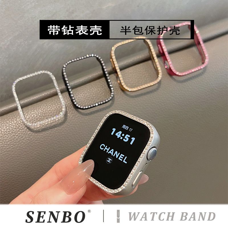 适用适用于华为fit3/4/4pro手表壳带钻fit3半包保护壳镶钻PC边框