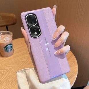 荣耀80Pro手机壳釉面保时捷男荣耀90pro新款 浪漫紫拼接高颜值外壳