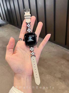 适用苹果S10iWatch3456表带金感鎏金轻奢潮流AppleWatch789腕带