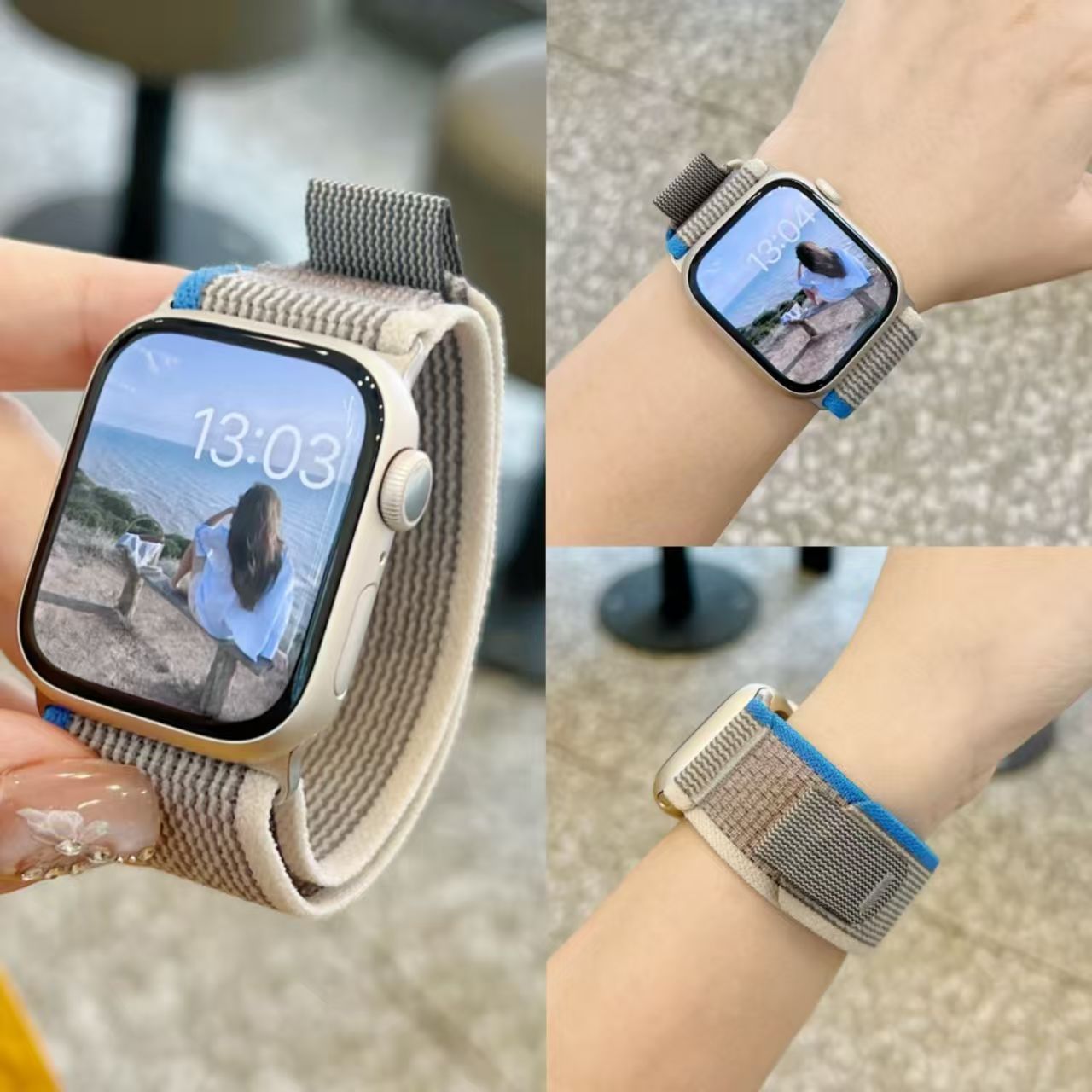 适用新款S10表带魔术野径手表带编织苹果手表回环SE运动尼龙表带