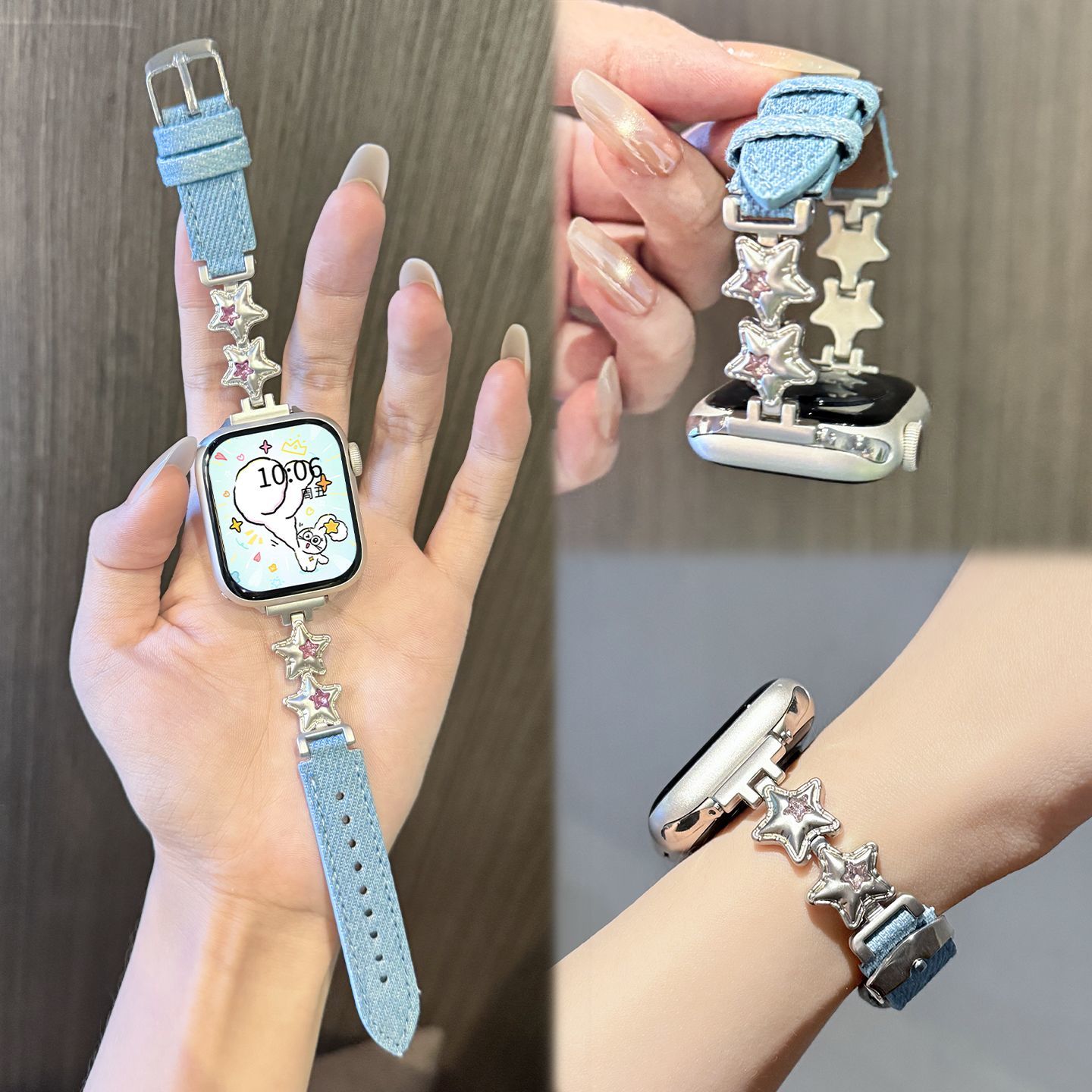 适用镶钻星星适用苹果s11手表S10手表舒适s9/8/7百搭轻奢ultra1-3