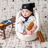 新生 汉服满月百天拍照婴儿摄影服网红小书生书童 儿拍照道具古装