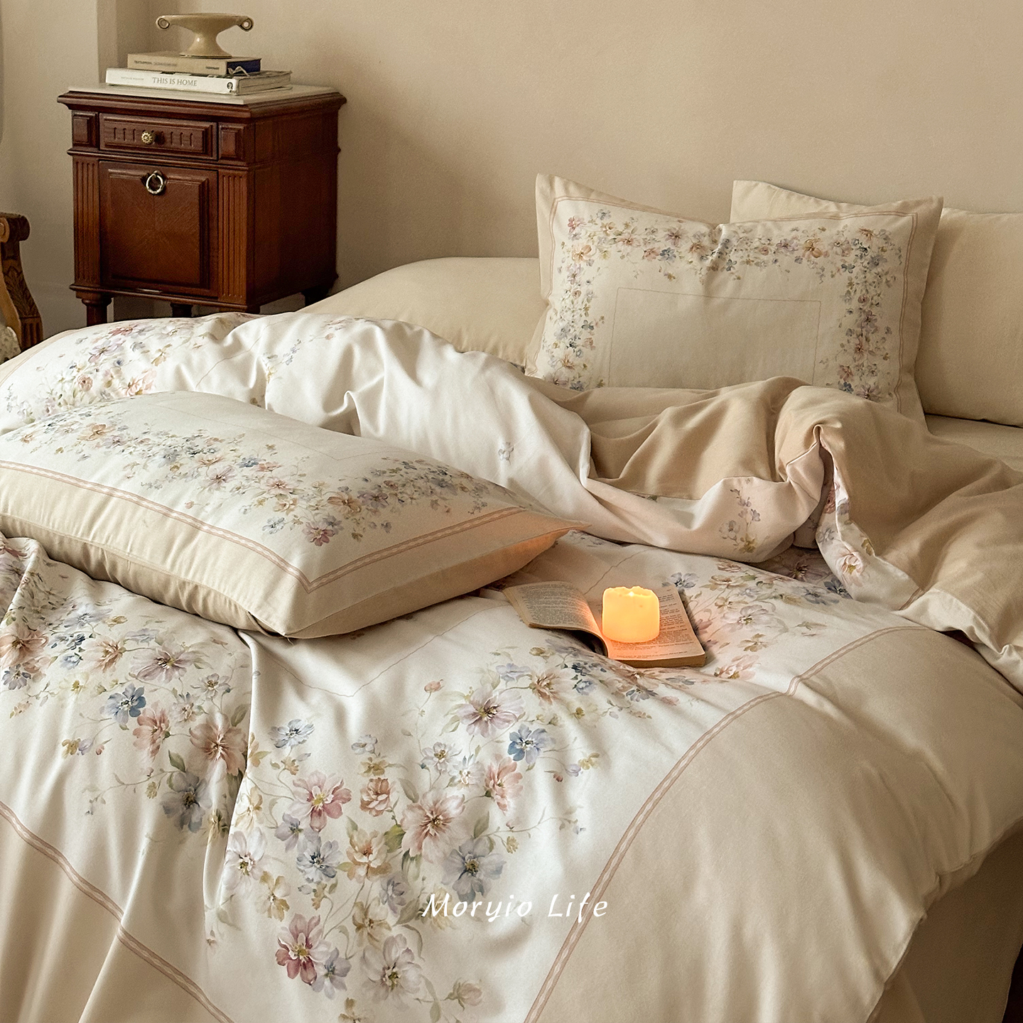 木悠2025新款田园风花卉加厚磨毛四件套纯棉全棉秋冬保暖被套床单