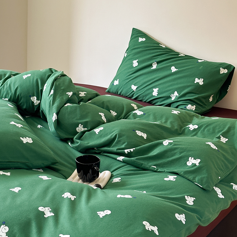 ins卡通可爱全棉针织棉四件套