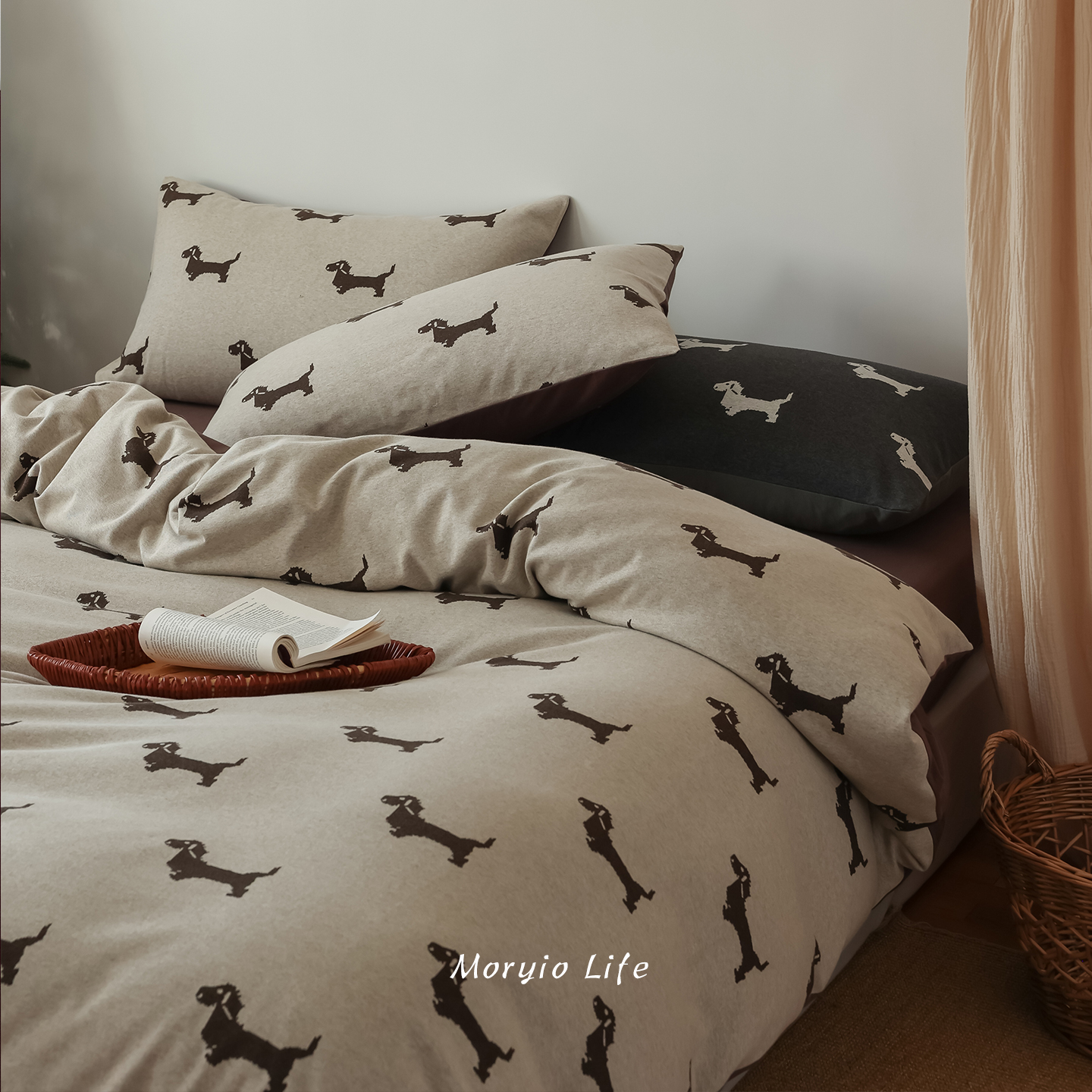 木悠卡通色织提花加厚针织棉四件套全棉纯棉裸睡天竺棉被套床单