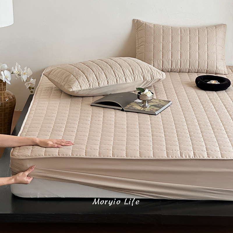 木悠全棉全包式床笠防水床垫保护罩夹棉透气绗缝隔脏床罩