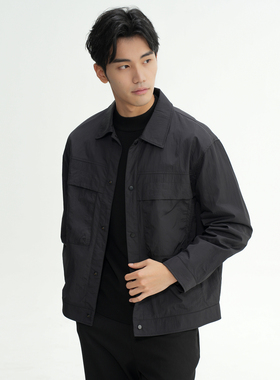 Soobaai 柔软挺阔轻熟休闲卡车夹克 短款翻领上衣外套