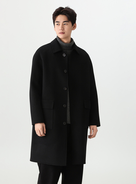 Soobaai 经典款大口袋两色翻领羊绒羊毛简约毛呢大衣