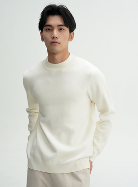 Soobaai 【可机洗】纯色简约半高领罗纹针织衫保暖秋冬套头毛衣