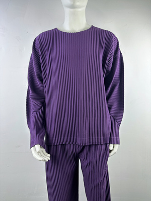 日本宅家褶皱男装长袖圆领T恤秋冬打底休闲宽松日系潮牌纯色JK021