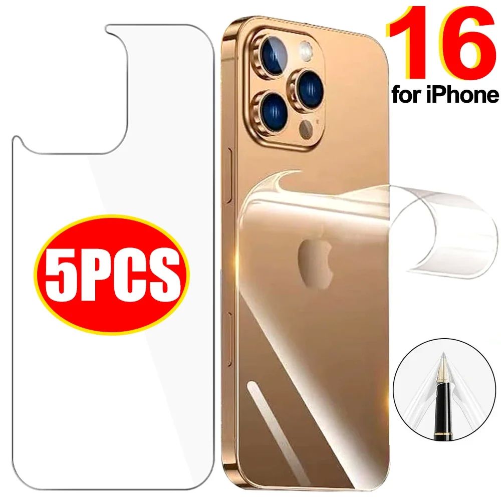 5-1Pack Back Hydrogel Film for IPhone 16/16 Pro/16 Plus/16 P