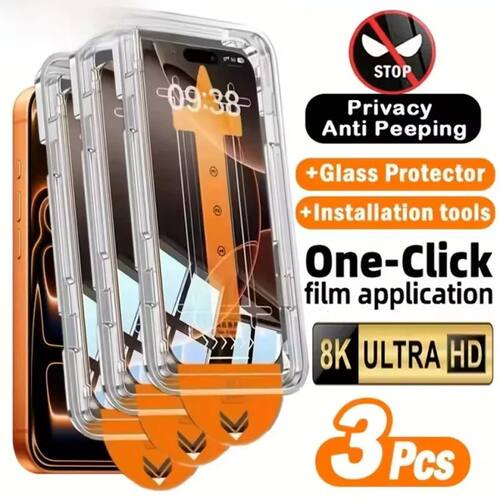 3Pcs Dust Free Installation Privacy Screen Protector For iPh