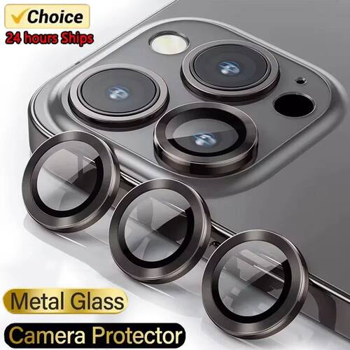 Metal Ring Camera Lens Protector Glass For iPhone16 15 14 13